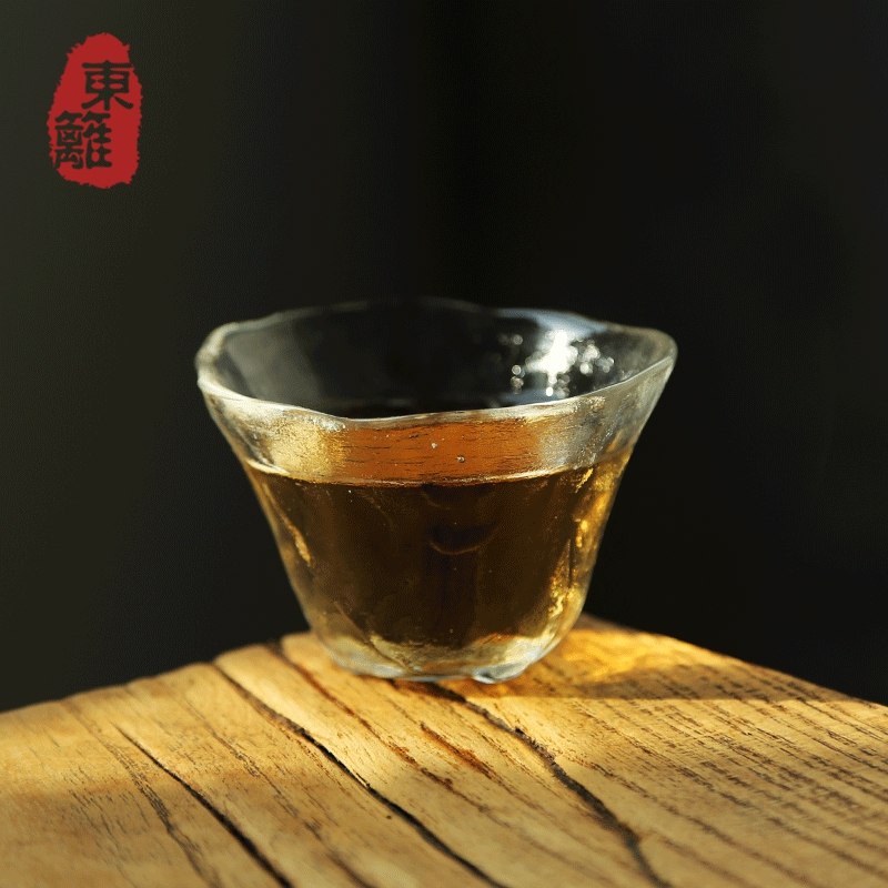 东篱日本砂砾纹玻璃杯职人纯手工水晶哨子茶杯杯子品茗杯功夫茶具