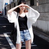 宽松沙滩雪纺披肩超薄款 外套 大码 长袖 中长款 防晒衣女开衫 夏季韩版