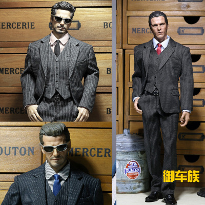 现货poptoys 1/6 x22 男士条纹西装服饰套装 适合d韦恩托尼西服