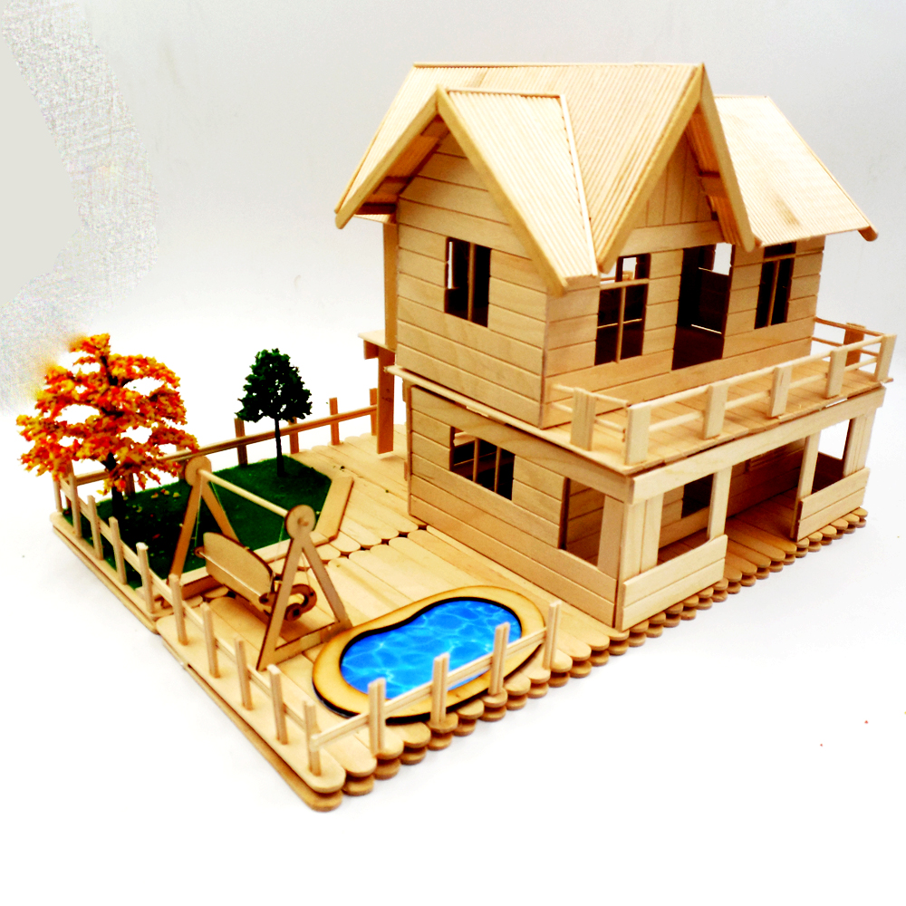 冰棍棒木片diy 建筑模型雪糕棒木棒沙盘成品材料包制作手工儿童
