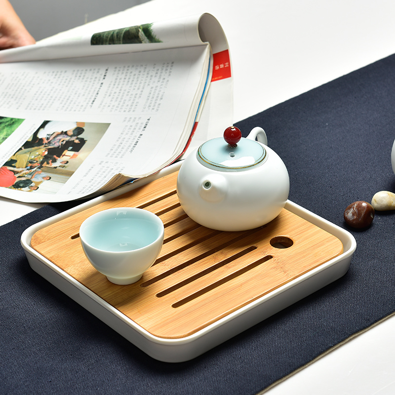 茶具功夫茶盘小号便携仿陶瓷竹制茶盘储水茶海托特价旅行办公茶具