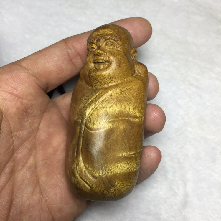 收藏级 金丝楠木 手把件 弥勒佛 木雕 小叶桢楠 水波纹 一物一拍