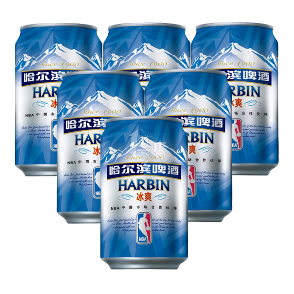 3箱包邮哈尔滨啤酒小麦王330ml*24听罐装牌整箱特产批发促销新货