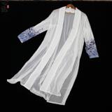 中国风防晒衣男 中式唐装汉服褙子长款薄外套披风居士服 禅意茶服