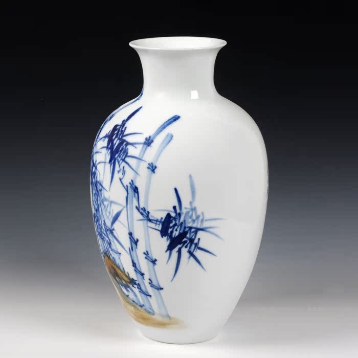 景德镇陶瓷器 大师手绘青花瓷花瓶 现代时尚家居饰品工艺品摆件
