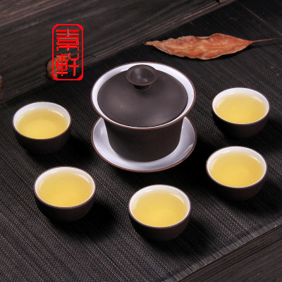 包邮特价整套中式复古紫砂盖碗茶壶茶杯家用潮汕功夫茶具茶道套装