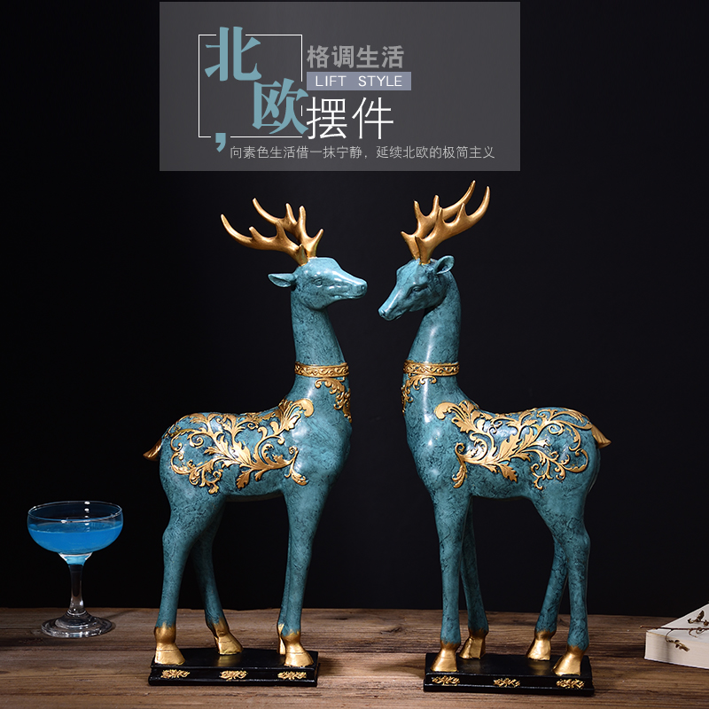 正品打折欧式麋鹿客厅摆件电视柜酒柜装饰品家居创意礼品结婚礼物新婚摆设 原价160.00元 现价80.00元包邮抢购专卖店品牌专卖