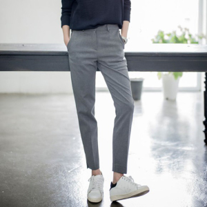 直筒小脚九分西装裤