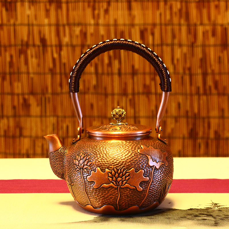 御虎堂手敲铜壶纯手工加厚一张打紫铜壶纯铜烧水茶具日本进口特价