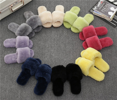 2016羊毛拖鞋女毛毛拖鞋夏 冬季羊皮毛一体拖