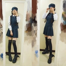 制服短裤 帽子领结套装 八箱褶裙 青岛班服现货西式JK制服马甲背心
