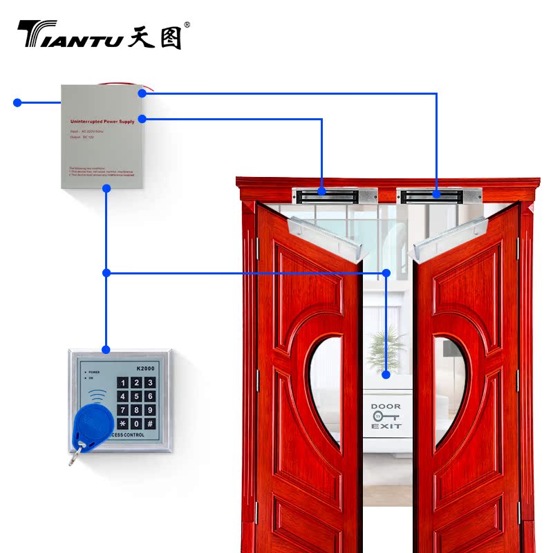 id门禁系统套装玻璃门双门电磁力锁电插锁小区密码ic电子办公门禁