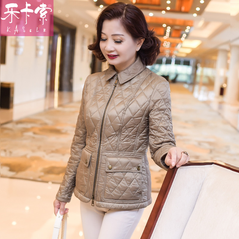 乐卡索中老年女外套妈妈装秋装拉链薄棉衣中年女装棉服妈妈装冬装