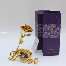 饰品24k带盒控塑八团生 端午节礼品金箔玫瑰花摆件创意房间装