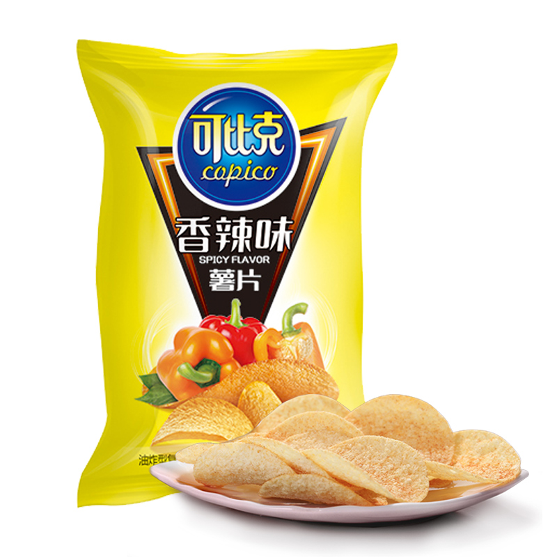 【天猫超市】可比克袋装薯片香辣味60g*4休闲膨化食品