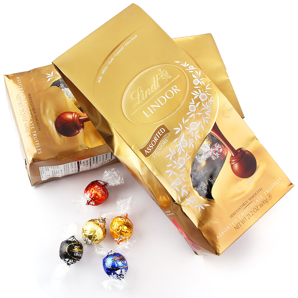 美国进口lindt/lindor瑞士莲软心夹心白黑牛奶巧克力球600g喜糖果