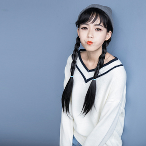 v领长袖百搭学院风针织衫