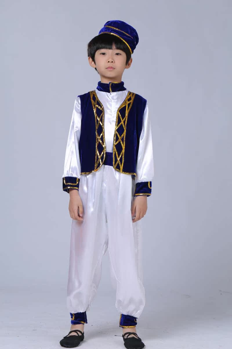 儿童新疆演出服新疆少数民族表演服装男童印度舞蹈服男孩维吾尔族