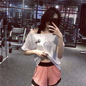 女T 透气速干夜跑步夏季短袖 瑜伽服上衣宽松大码 健身房运动罩衫