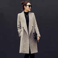 墨概念2016秋冬季女式羊毛呢大衣韩版修身格