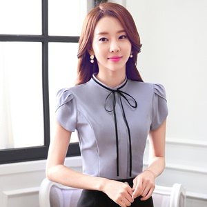 2016新款雪纺白衬衫职业女装短袖韩版修身套