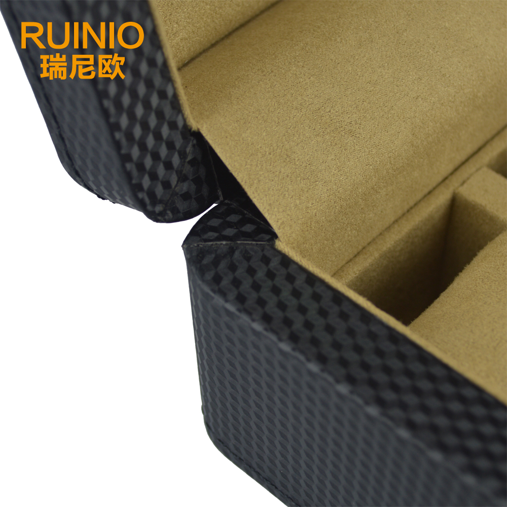 瑞尼欧ruinio木质手表收纳盒子6位碳纤维皮质手表盒木制带锁包邮