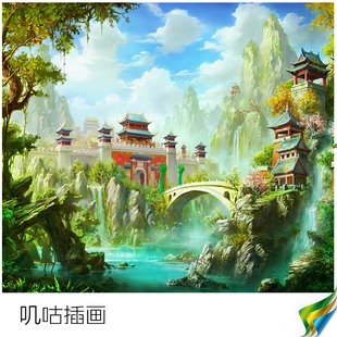 风古典建筑场景cg插画动画动漫游戏原画设定参考合集