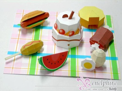 立体折纸手工制作模型剪纸 可爱迷你 野餐 野炊 甜点 3d纸模