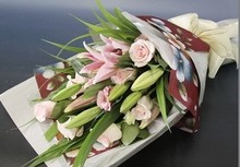 粉色香水百合玫瑰混搭花束/三八女人节珠海香洲鲜花速递特价爆款