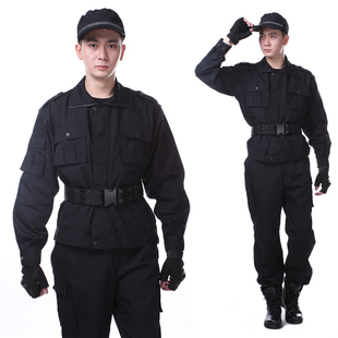 劳保 特价包邮黑色作训服套装 户外劳保工作服男 迷彩服套装保安训练