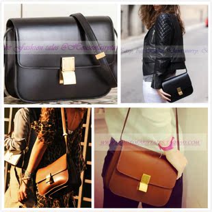 正品代购 celine 经典复古包 classic box 中号 黑色 棕色 实拍