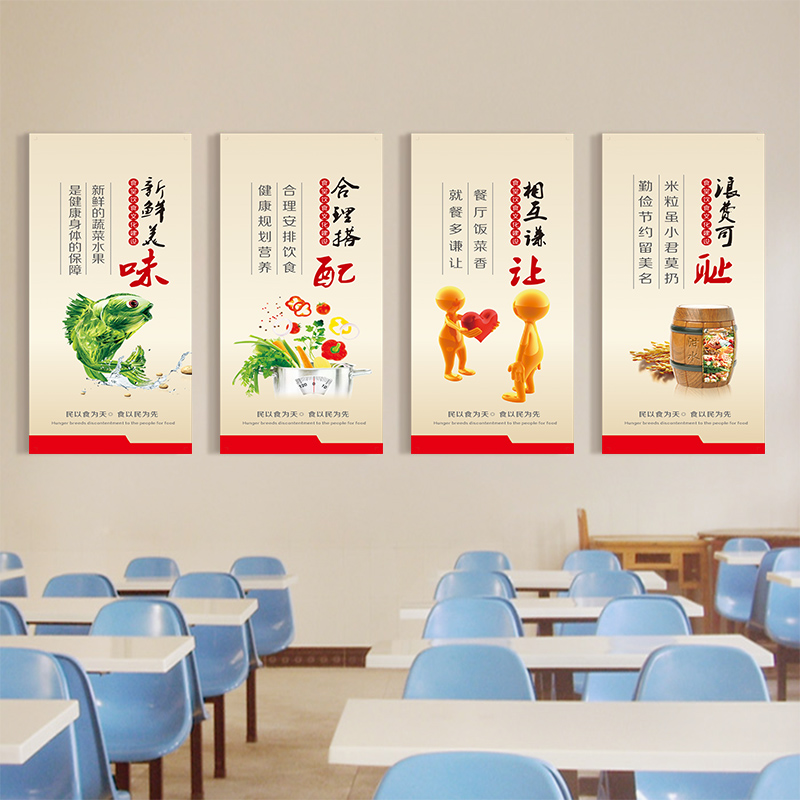 校园食堂文化展板企业单位文明餐厅挂画 餐厅装饰画饭厅海报壁画