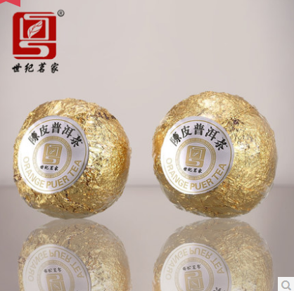 柑普茶世纪茗家新会陈皮茶黄印1斤 云南普洱茶熟茶陈年桔普茶散茶