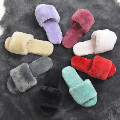 2016羊毛拖鞋女毛毛拖鞋夏 冬季羊皮毛一体拖