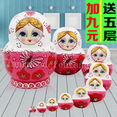 椴木风干10层08 手绘传统手工品无味 十层益智玩具 俄罗斯套娃正品