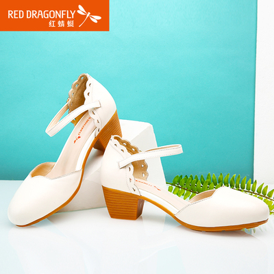 红蜻蜓凉鞋女鞋 夏季2016新款甜美蝴蝶结粗跟