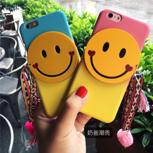 韩国官网代购smile笑脸爱心流苏毛球iPhone7