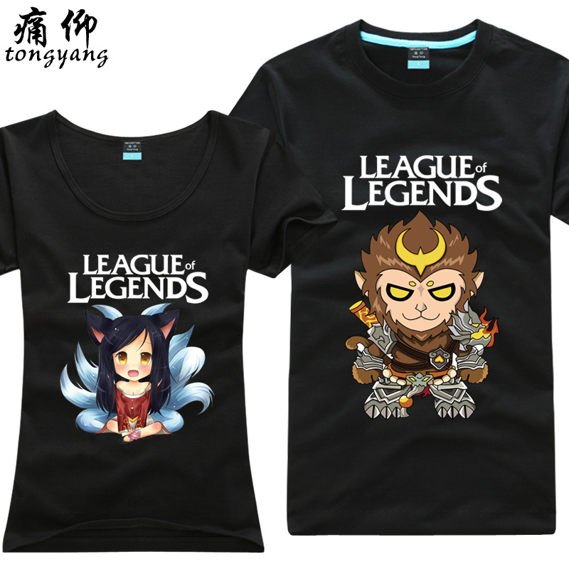 痛仰 LOL英雄联盟t恤Q版情侣装衣服潮纯棉短袖男女款半夏大码