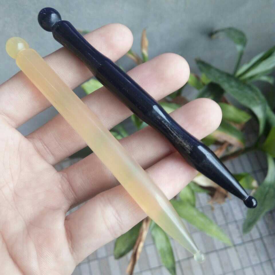 美容点穴笔纯天然黑水牛角羊角拔筋棒面部眼部拨筋棒按摩松筋经络