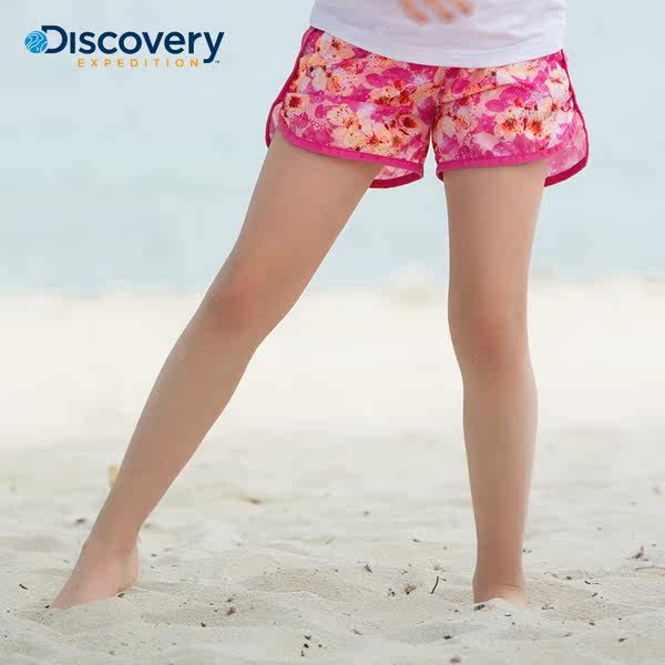 Discovery童装2017夏新款女童中大童时尚印花速干短裤DKB5119潣