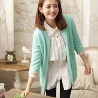 2015秋装新款百搭型圆领<em>毛针织衫女薄开衫</em>时