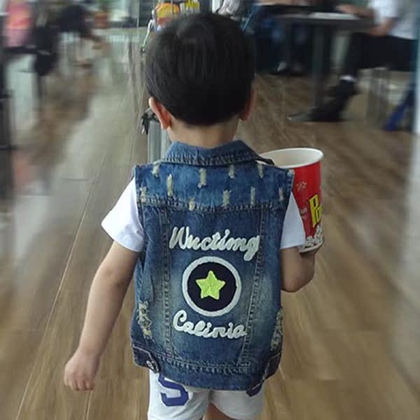 热销婴儿<em>马甲</em>背心 <em>儿童牛仔马甲男</em>春秋薄款 宝