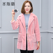 反季 领羊毛皮草冬装 海宁羊羔毛西装 羊剪绒大衣皮草外套女2017新款