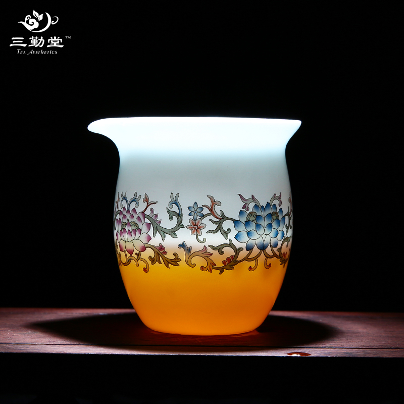 三勤堂茶具公道杯 景德镇陶瓷功夫茶具公杯茶海 青花瓷粉彩分茶器