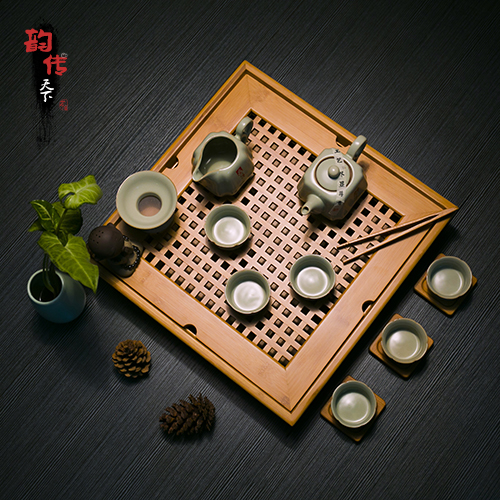 茶盘竹制大号四方形迷你托盘功夫茶具特价储水嵌入式茶台竹子茶海