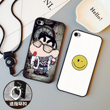 保护套苹果4手机壳硅胶4s指环支架带挂绳保护壳 iPhone4s手机壳