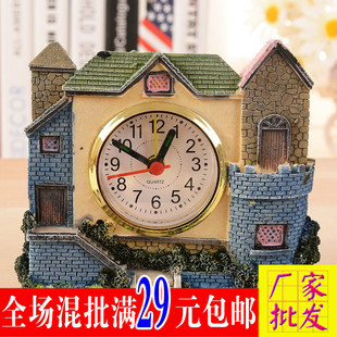 98001别墅城堡闹钟仿古罗马时代老房子别墅树脂工艺精品百货批发