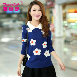 春装2015新款女装针织衫 中<em>长款</em>时尚百搭圆领