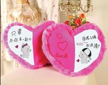 包邮 精准印花桃心形永结同心情侣小猪婚礼情侣一对 十字绣抱枕新款