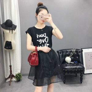 【短袖欧根纱连衣裙图片】短袖欧根纱连衣裙图